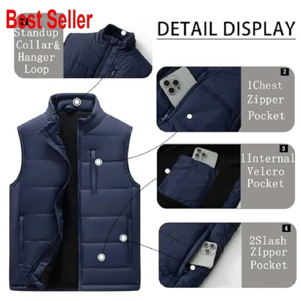 Men's Lightweight Softshell Vest Windproof Sleeveless Jacket Golf Running Hiking